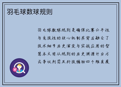 羽毛球数球规则